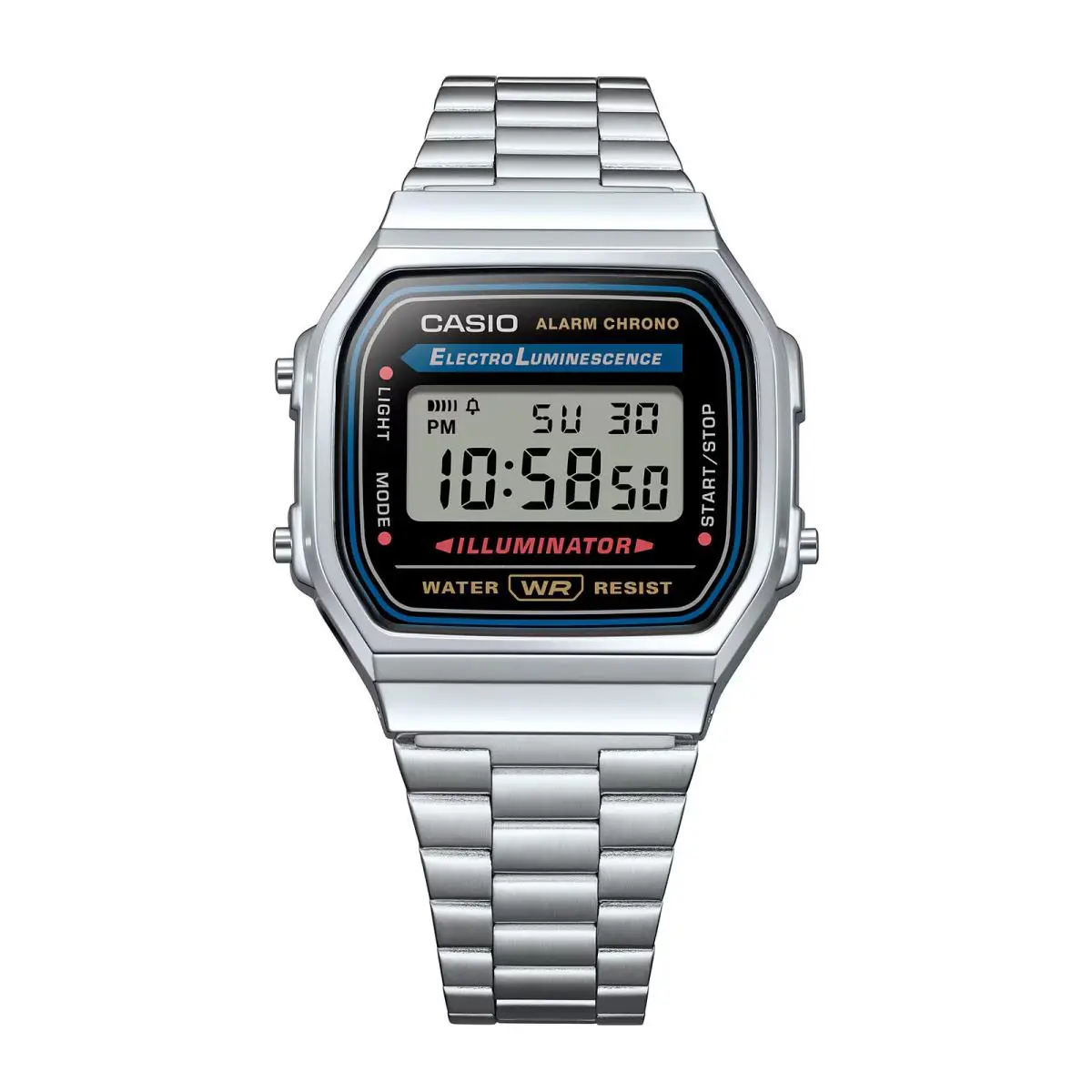Casio Digital Watch with Illuminator Display and Stainless Steel Bracelet