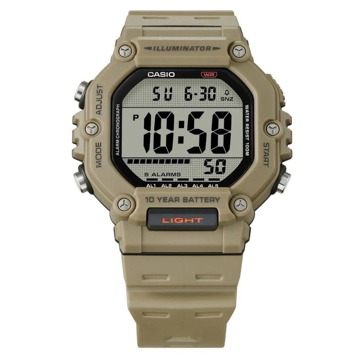 Illuminator Digital Alarm Dual Time Quartz AE-1600H-5AV 100M Mens Watch by Casio