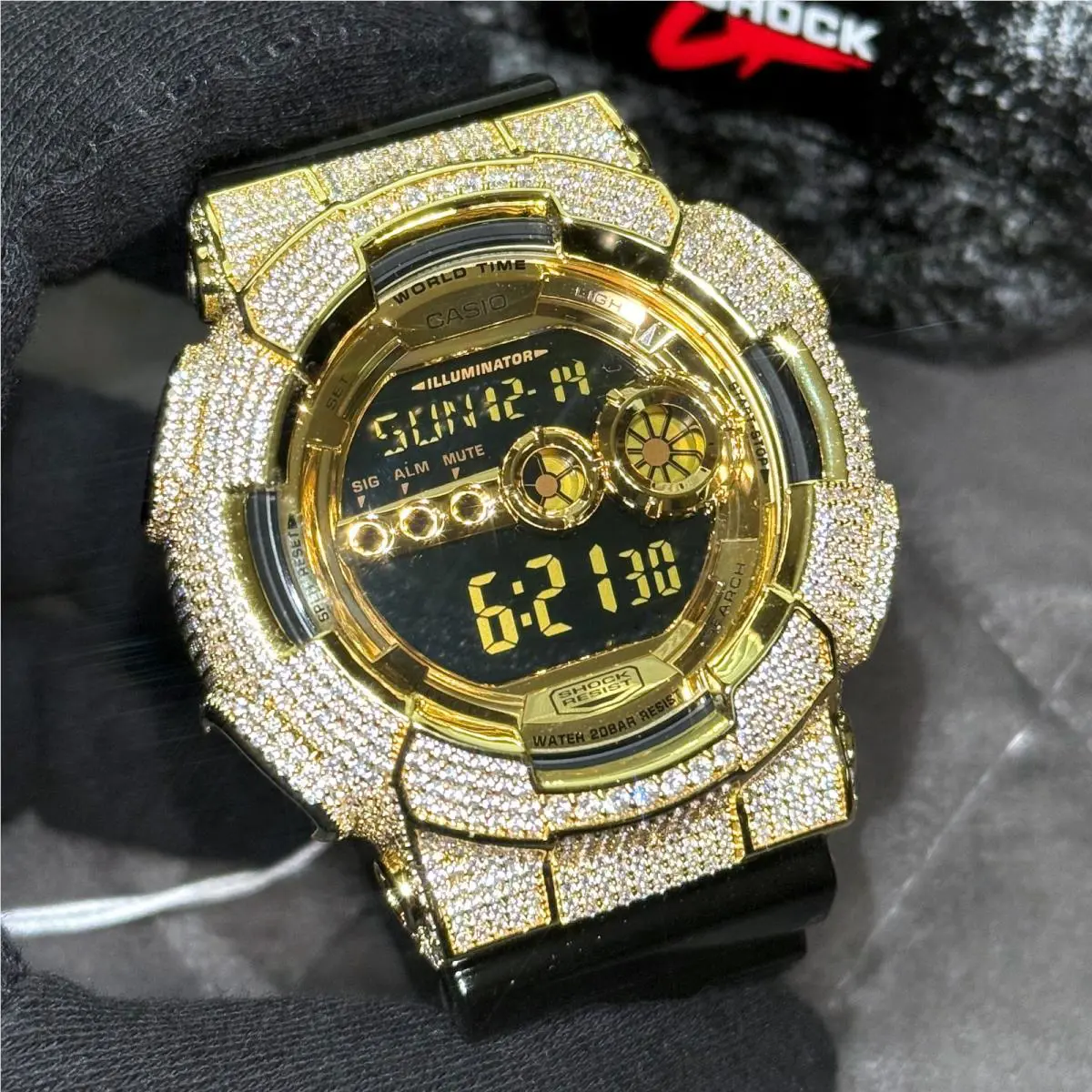 Limited Black and Gold 6.58 Ctw Iced Out Casio G Shock Watch GD-100