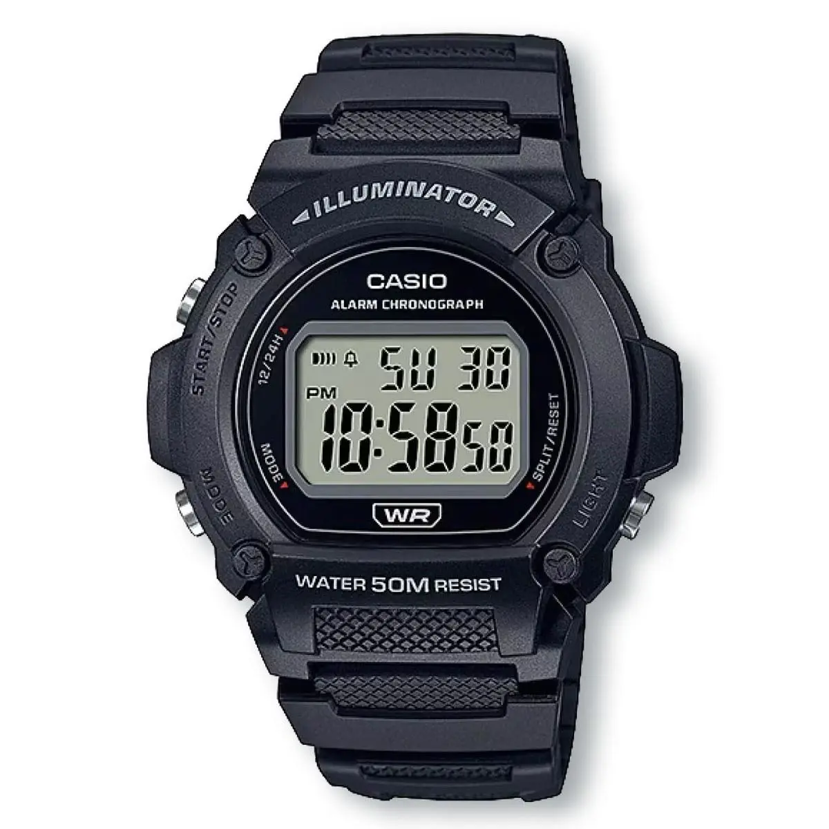 Casio W219H-1A Illuminator Large Case Digital Sport Watch Black