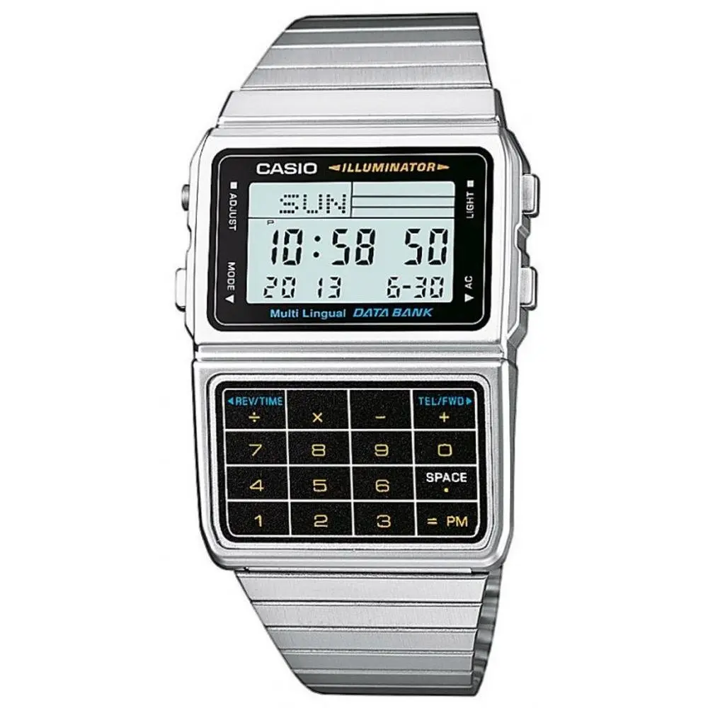 Men`s Silver Tone 25 Memory Calculator Databank Watch by Casio