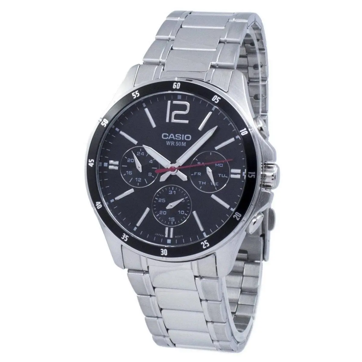 Casio Enticer Analog Quartz Black 24 Hours Sub Dial MTP-1374D-1AV 50M Mens Watch