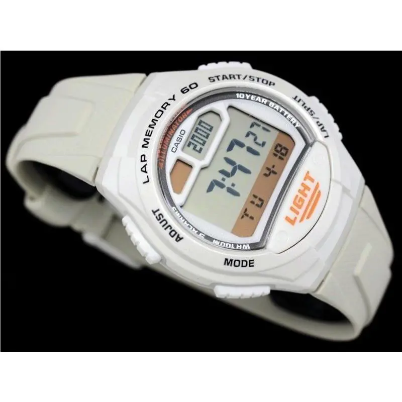 Casio W-734-7AV 60 Lap Memory Watch 5 Alarms 10 Year Battery World Time Pace