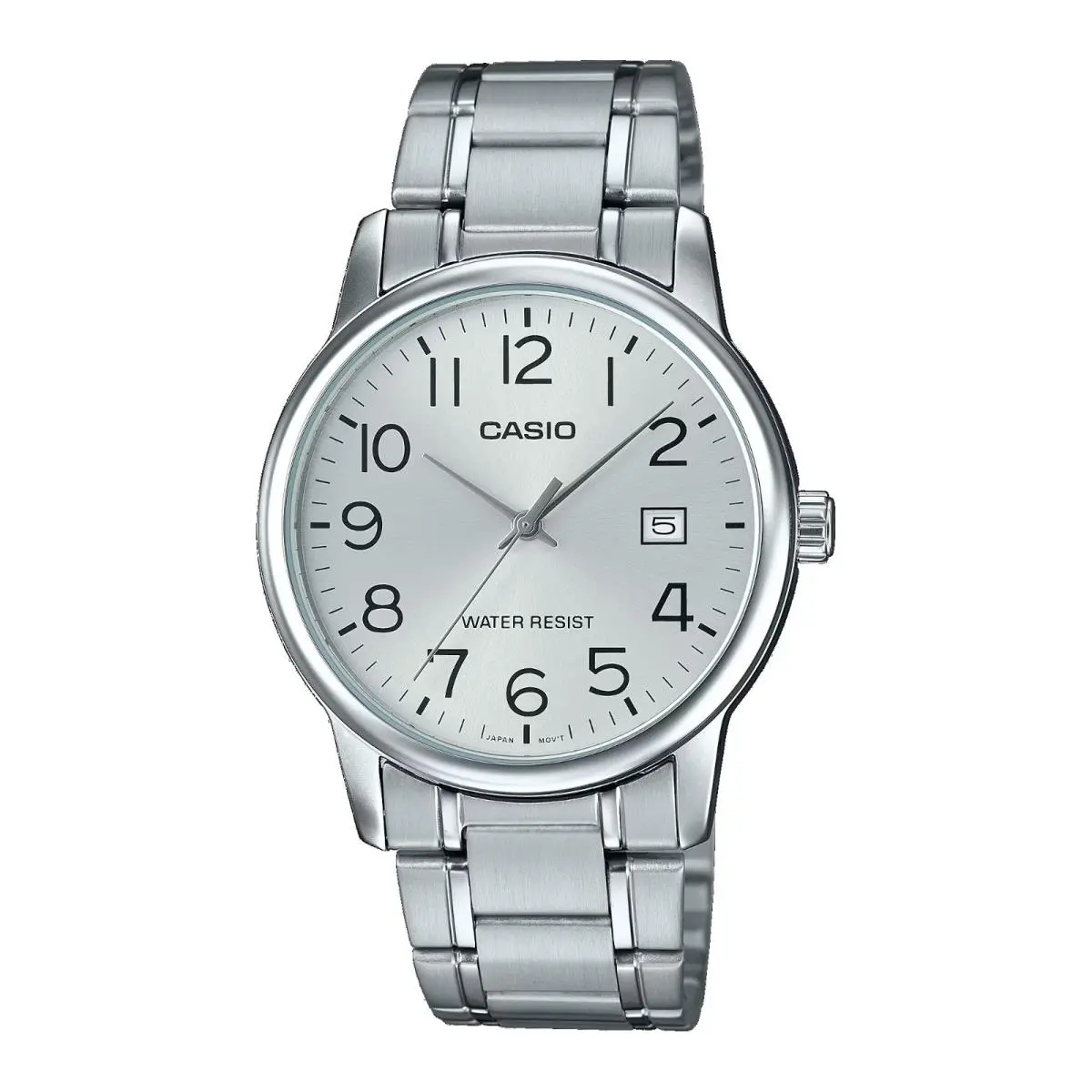 MTP-V002D-7B Men`s Standard Stainless Steel Date Silver Numbers Dial Watch by Casio