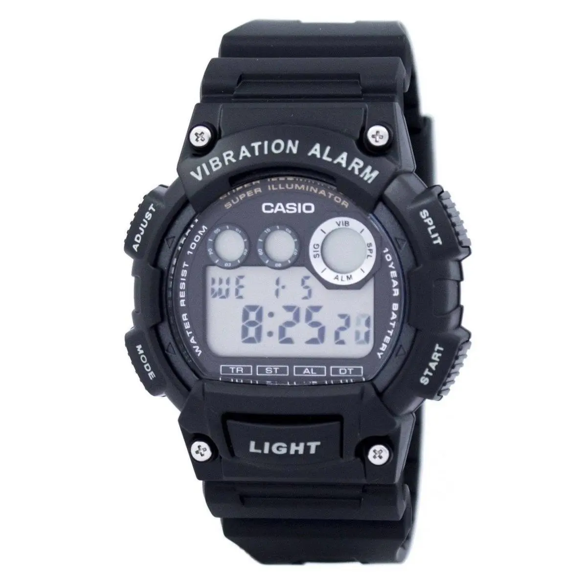 Casio Digital Illuminator Vibration Alarm Timer W-735H-1AVDF 100M Men`s Watch