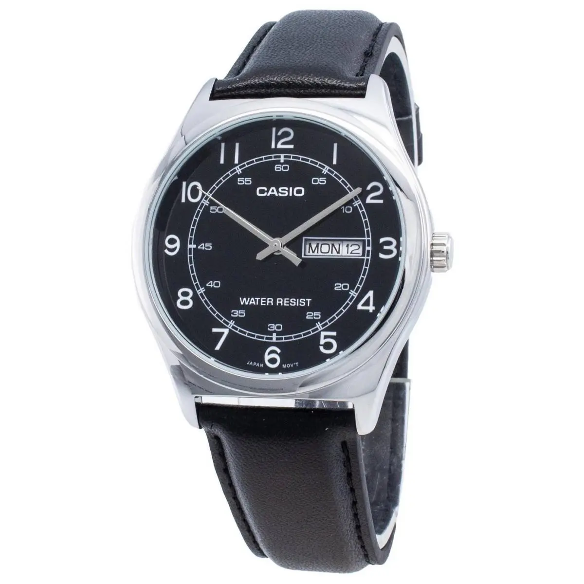 Analog Leather Strap Black Dial MTP-V006L-1B2 Quartz Men`s Watch by Casio