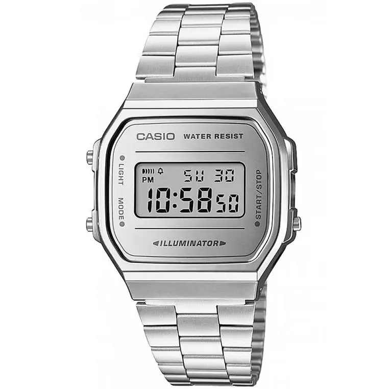 Casio Vintage Digital Full Silver Stainless Steel Unisex Watch A168WEM-7