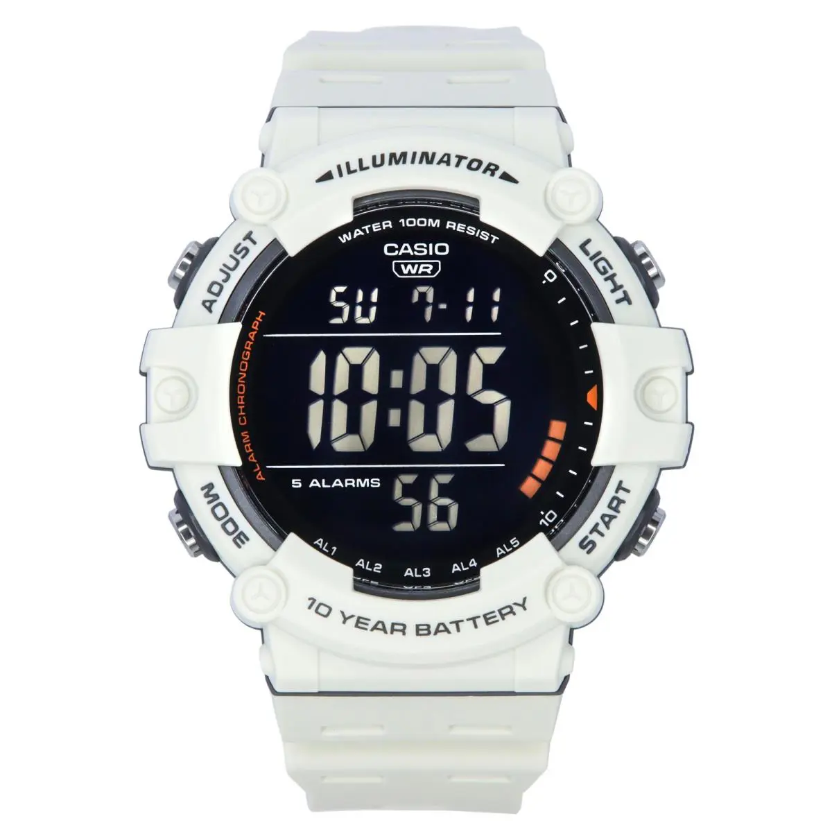 Casio Standard Digital White Resin Strap Quartz AE-1500WH-8B2 100M Men`s Watch