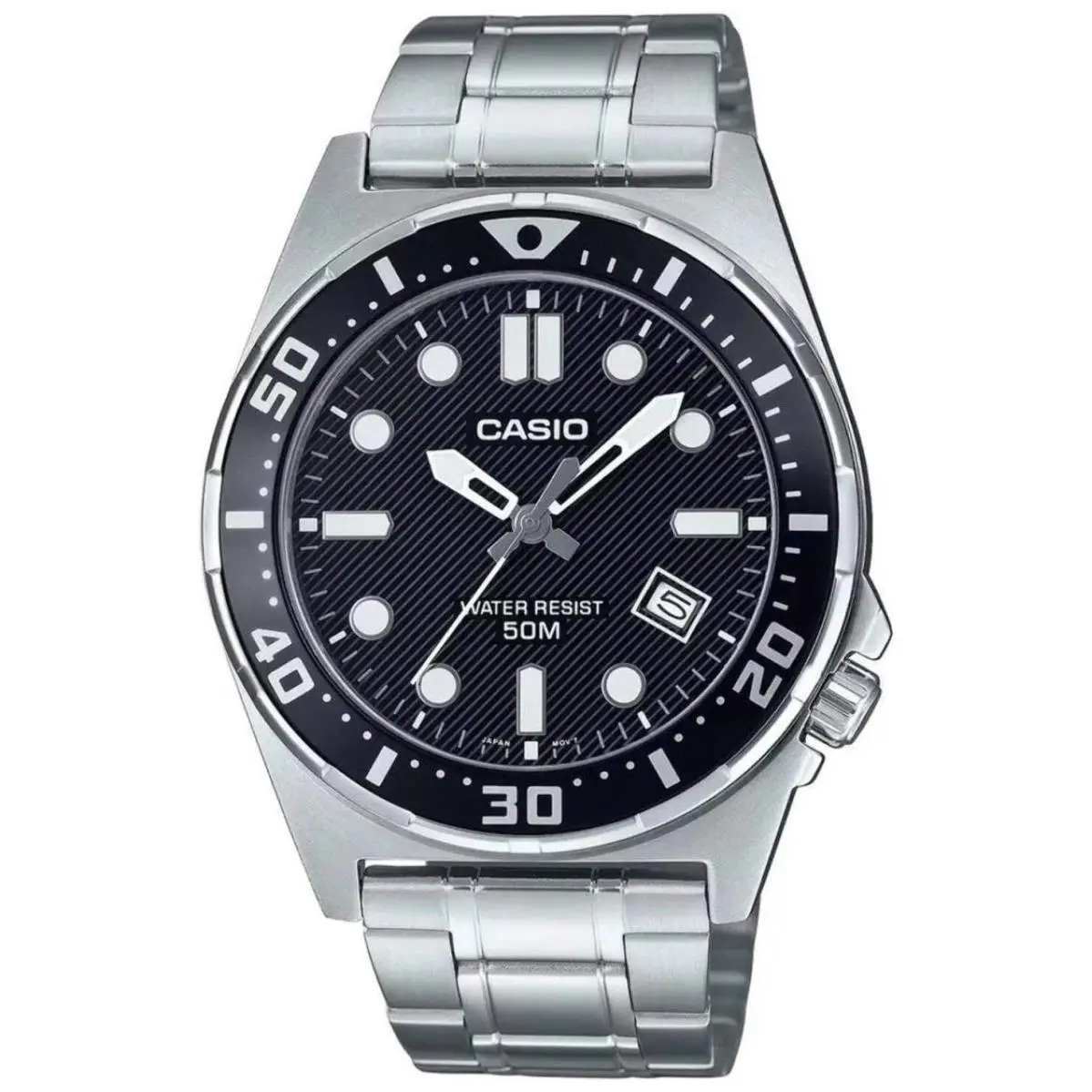 Men`s  Black Dial Stainless Steel Band Watch MTD135D MTD-135D-1A by Casio
