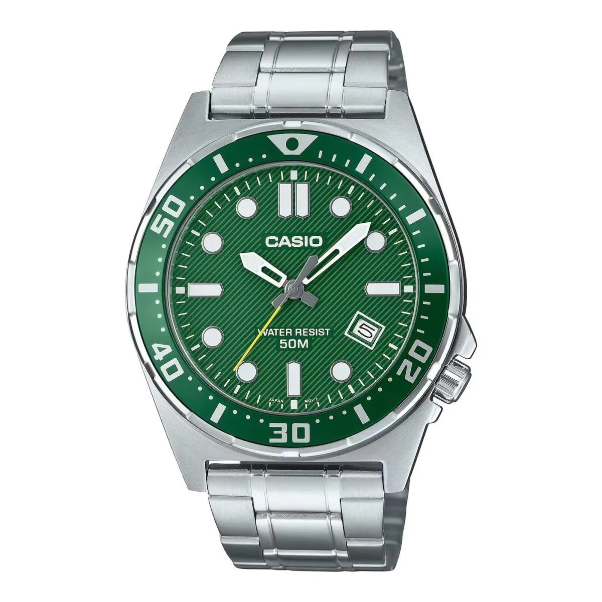 Casio MTD-135D-3A Green Dial Diver Stainless Steel Men’s Watch 100M –