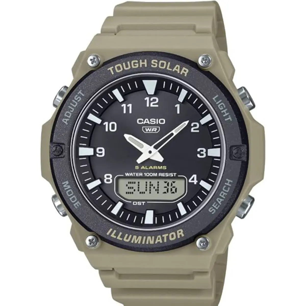 Casio AQS820W-5AV Solar Analog Digital Watch Resin Band 100M Water Resistant AQ
