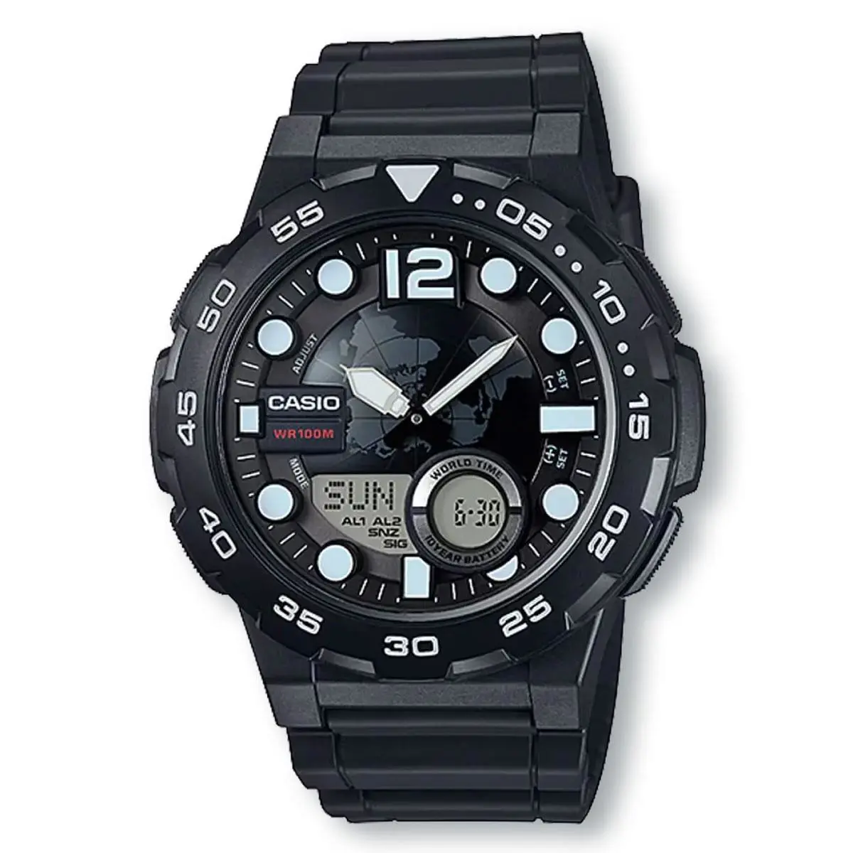 Casio AEQ100W-1A Analog/digital Combination Black Watch