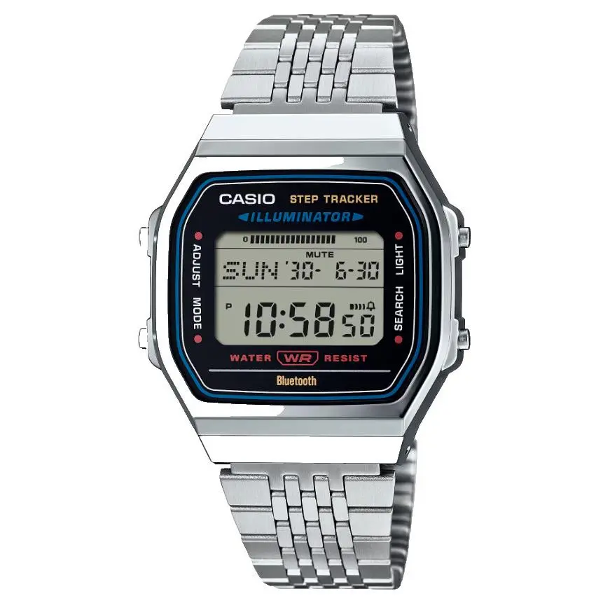 Vintage Digital Silver Stainless Steel Unisex Watch ABL100WE-1A by Casio