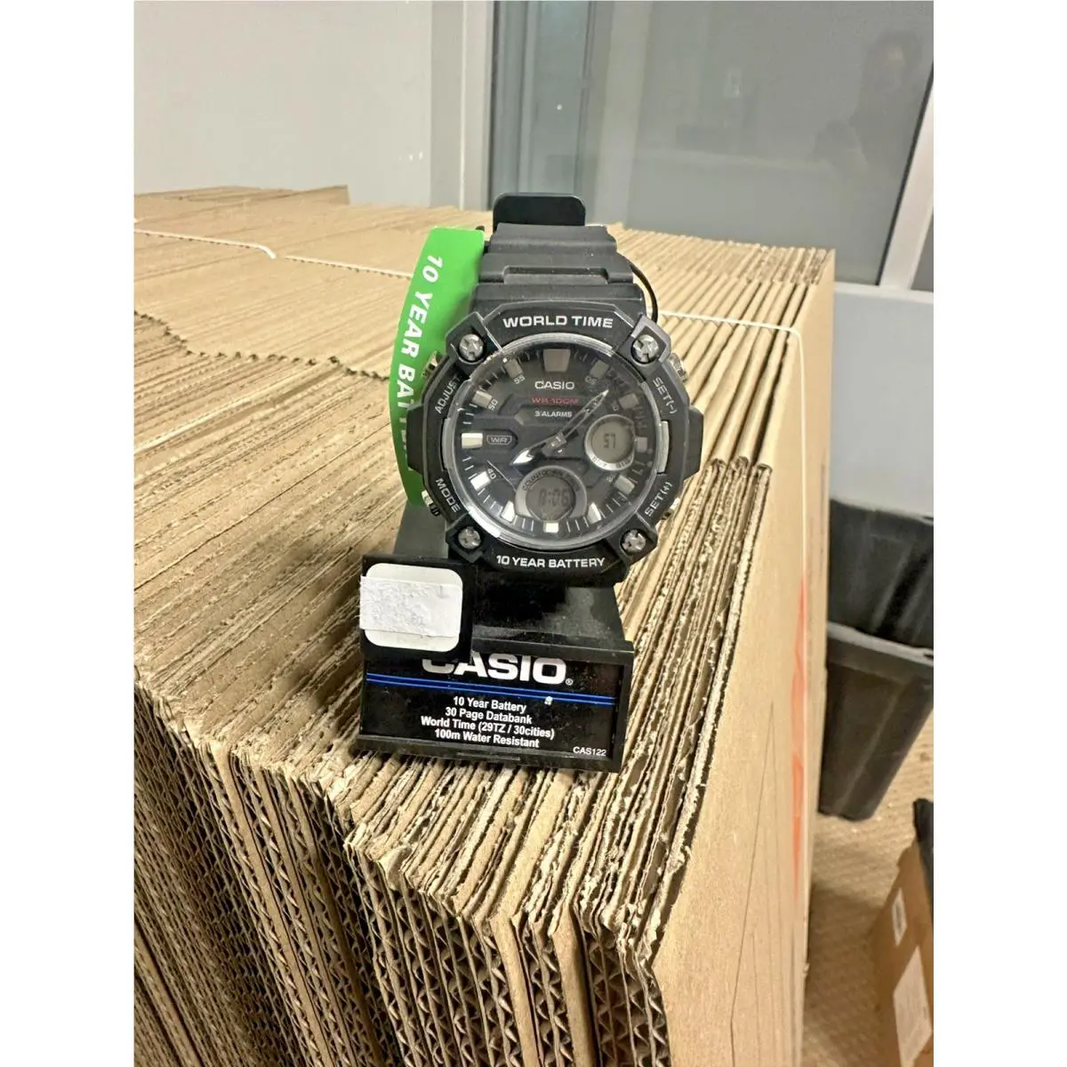 Casio AEQ120W-1BV Telememo 30 Watch 100M 3 Alarms Chronograph World Time
