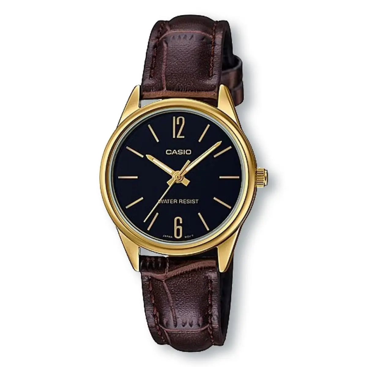 Casio LTPV005GL-1B Classic Analog Brown Leather Band Watch