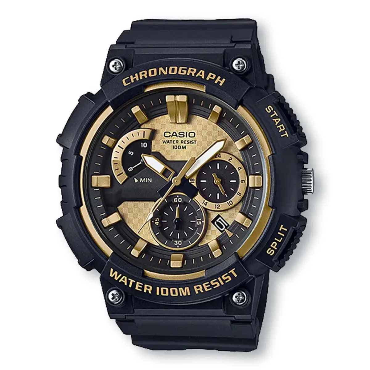 Casio MCW200H-9A Retrograde Chronograph Sports Watch Black/gold