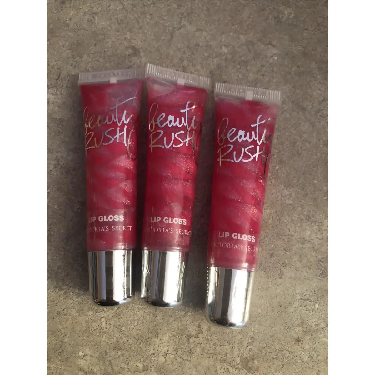 Victoria`s Secret Beauty Rush Lip Gloss Cherry Baby .46 oz x 3