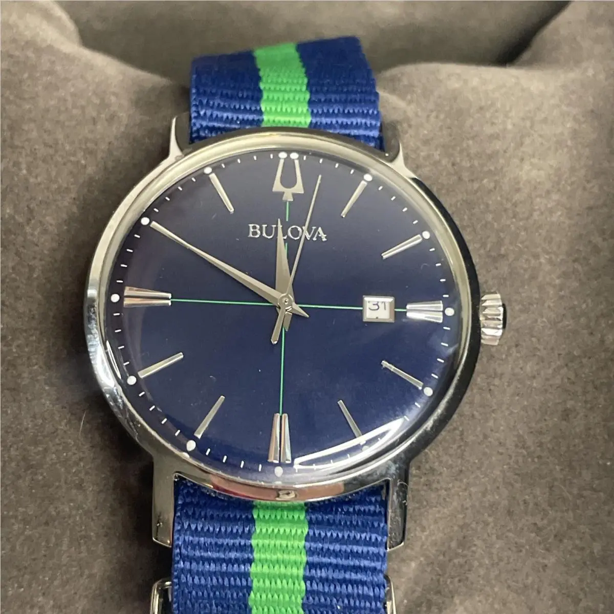 Aerojet 96B316 Quartz Blue and Green Wrist Watch For Men. Needs Battery by Bulova
