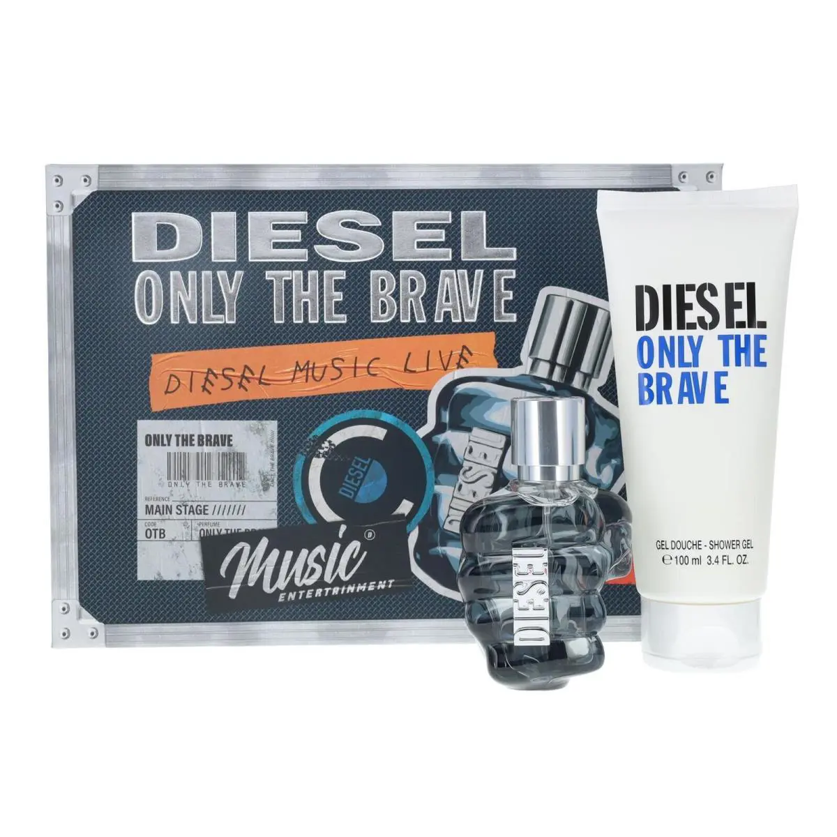 Diesel Only The Brave Men`s 2 Pc Set 1.7 Fl Oz + 3.4 Fl Oz Shower Gel Distressed