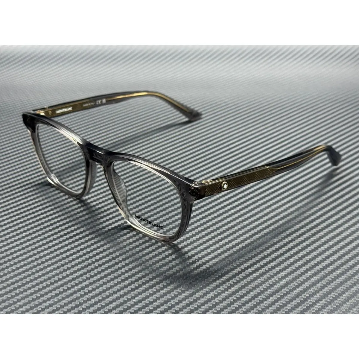 Mont Blanc MB0422O 009 Grey Transparent Men`s 53 mm Large Eyeglasses by Montblanc