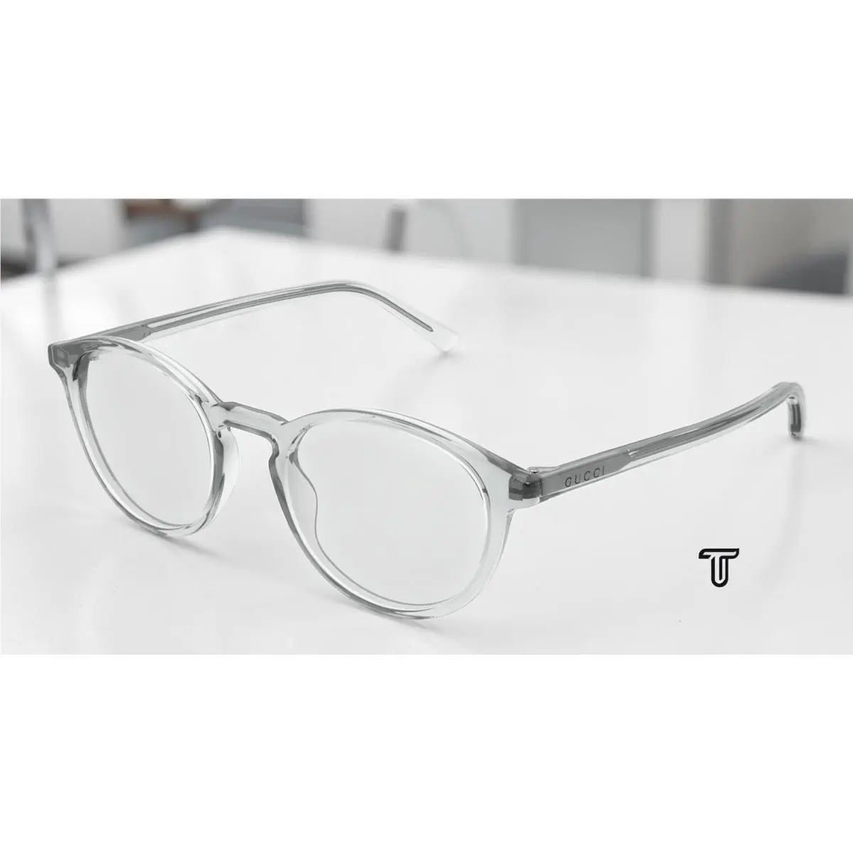 GG1998O 004 Round Oval Panthos Grey Demo Lens 49 mm Men`s Eyeglasses by Gucci