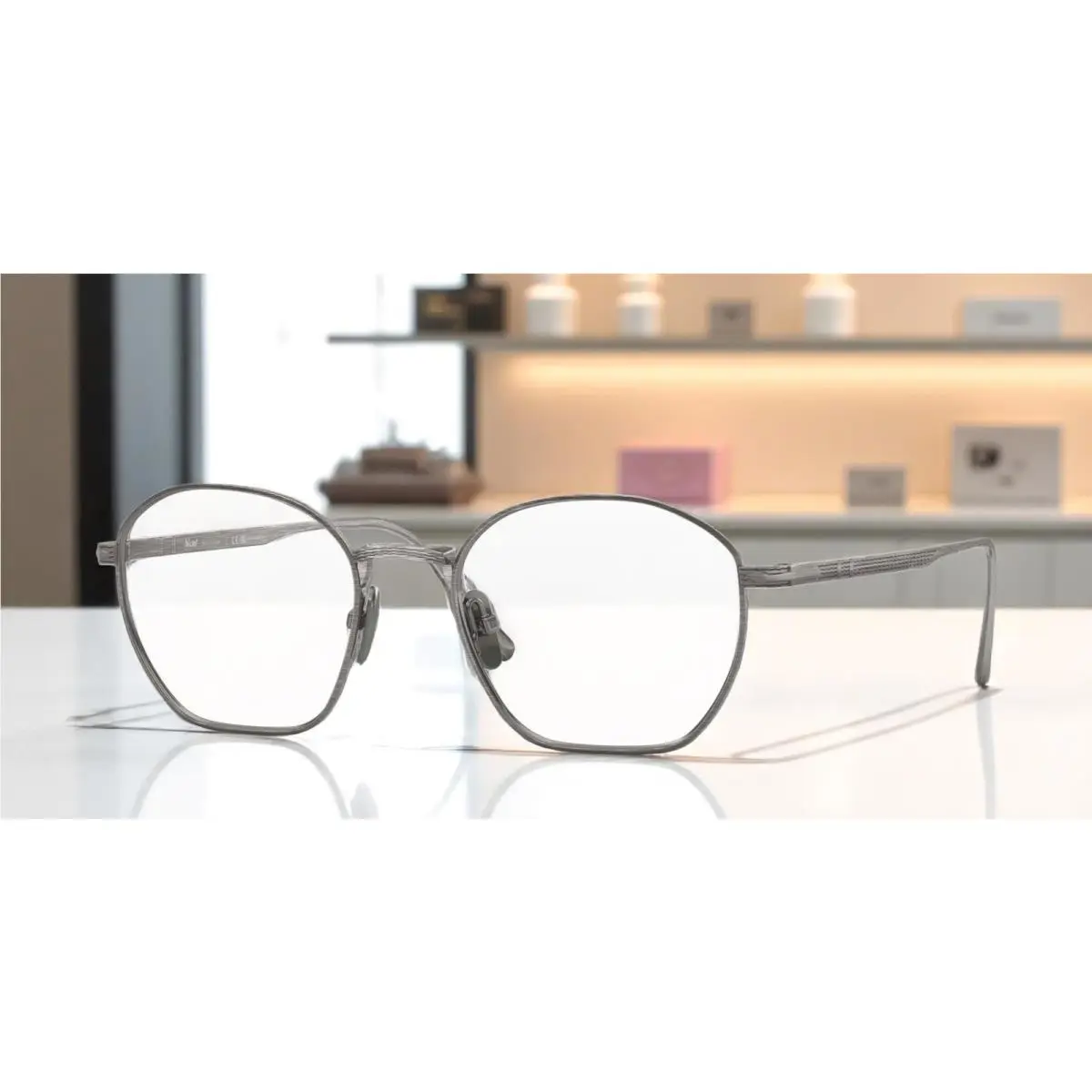 Persol PO5004VT 8001 Titanium Irregular Pewter Demo Lens 50 mm Unisex Eyeglasses