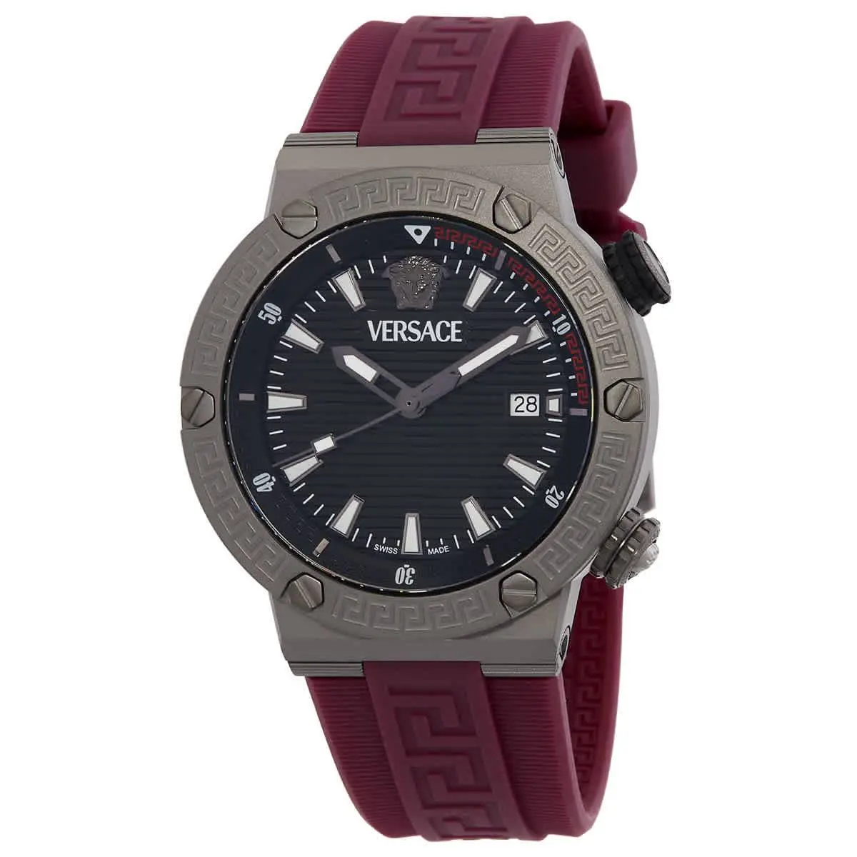 Versace Greca Logo Diver Quartz Black Dial Men`s Watch VE8G00224