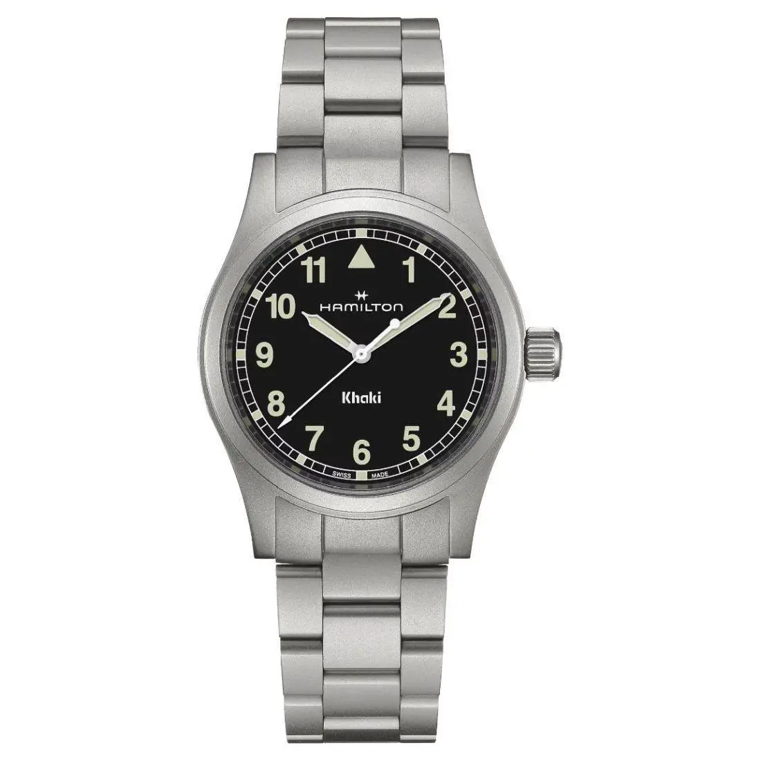 Hamilton Khaki Field King Men`s Black Dial Quartz Watch H69401130 - Face: Black, Dial: Black, Band: Silver