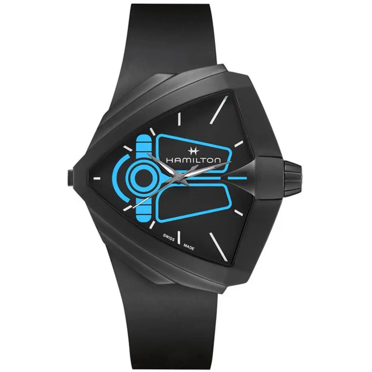 Men`s Watch Ventura Xxl Bright Dune Black and Blue Dial Strap H24614330 by Hamilton