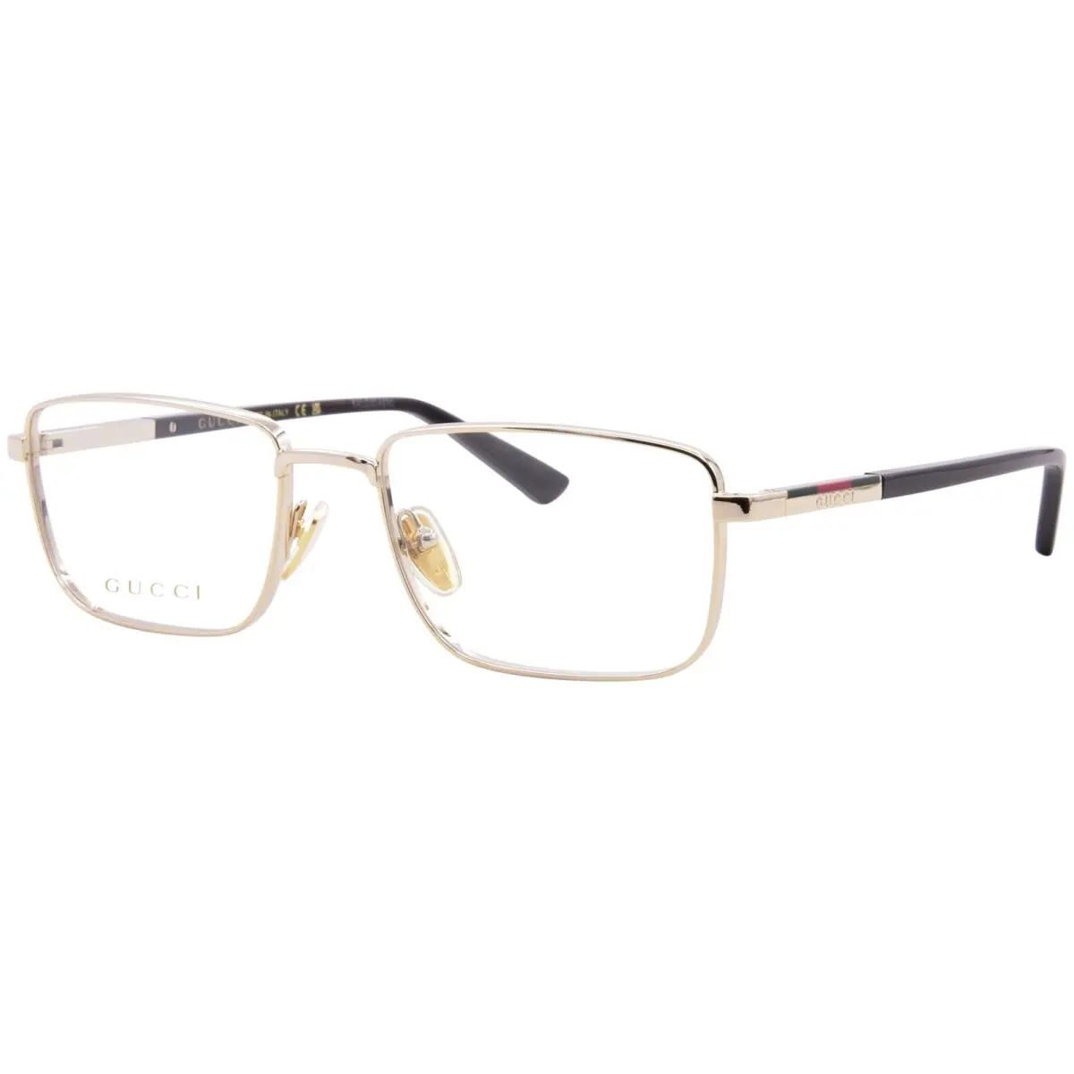 Gucci GG1964O 002 Eyeglasses Men`s Shiny Gold Full Rim Square Shape 55mm