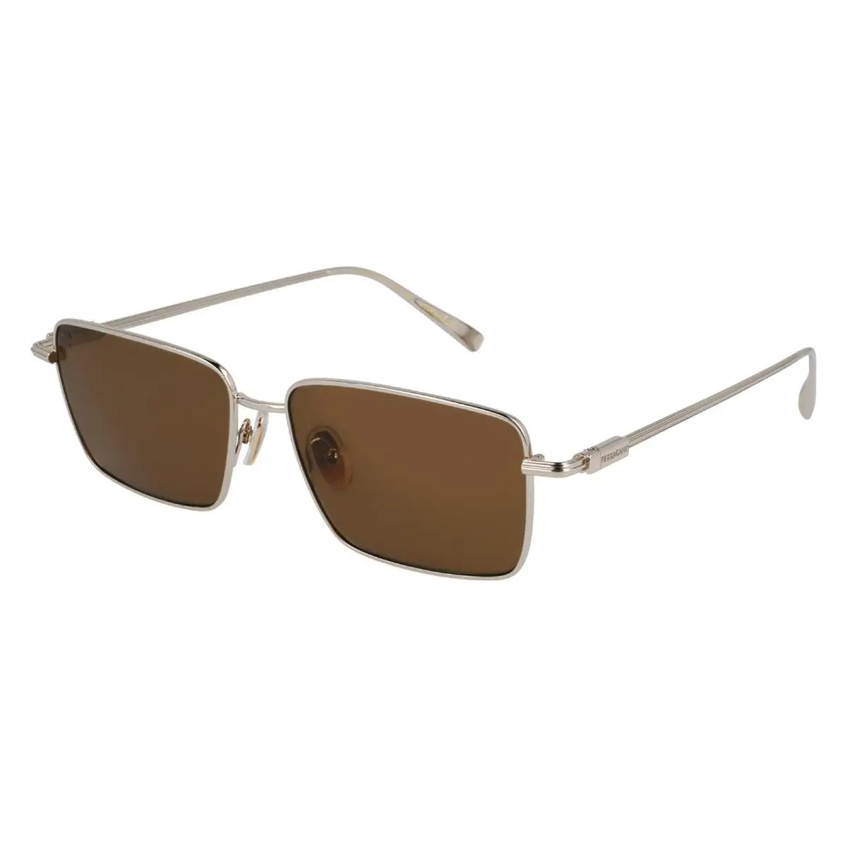 Ferragamo SF309S 745 Gold Brown Rectangle Sunglasses 57mm Men`s by Salvatore Ferragamo