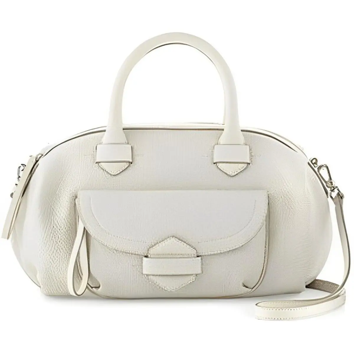 Marc Jacobs Half Pipe Duffel Leather Satchel Lily Flower White Handbag Bag