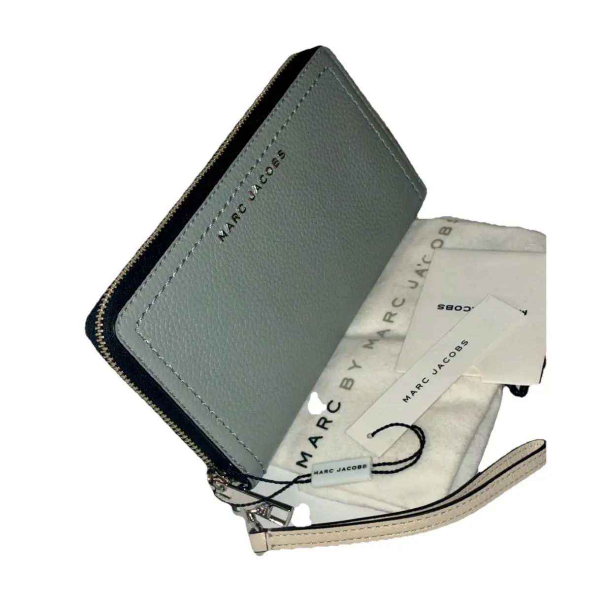 Marc Jacobs Zip Around Continental Wristlet Wallet Gray Multi + Dust Bag