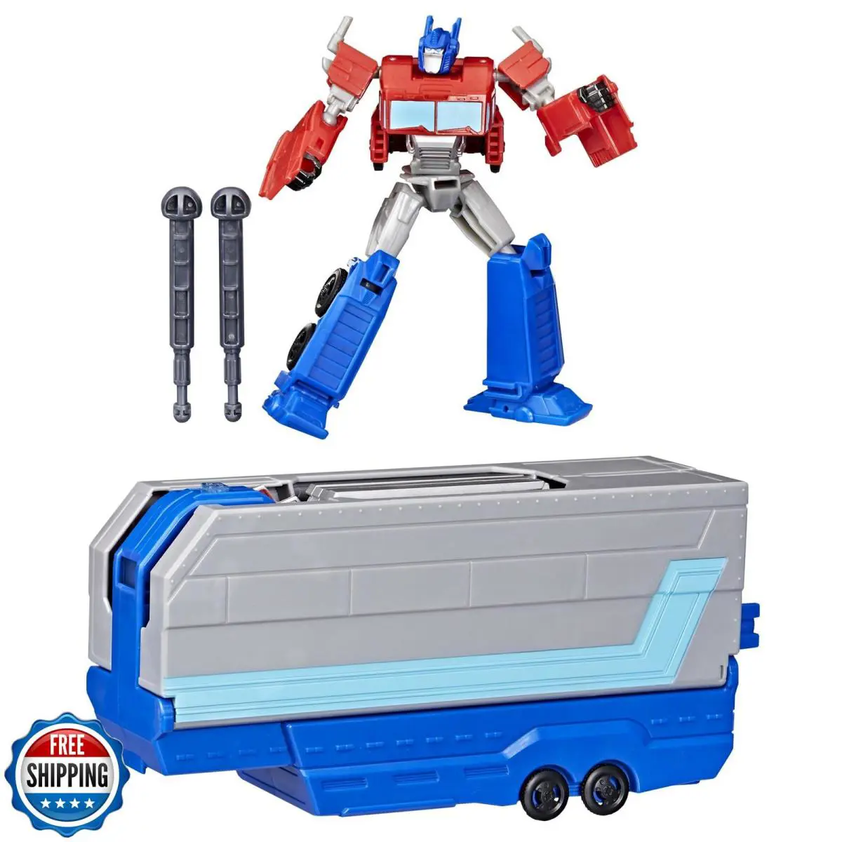 Transformers Earthspark Optimus Prime Battle Trailer Playset with