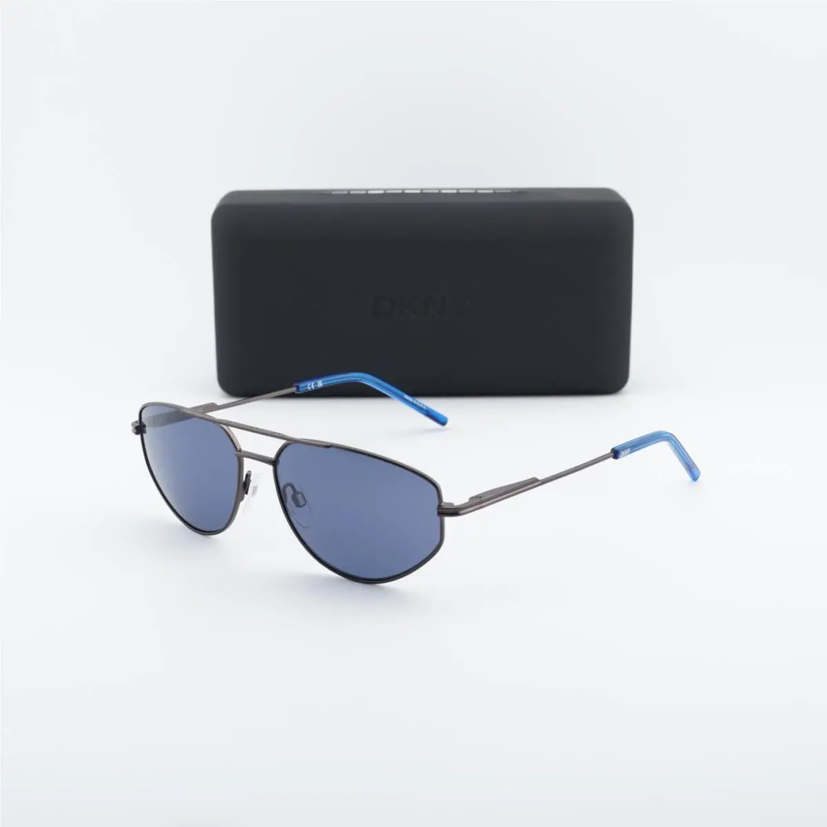 Dkny DK117S 070 Satin Gunmetal/blue 57-15-140 Sunglasses