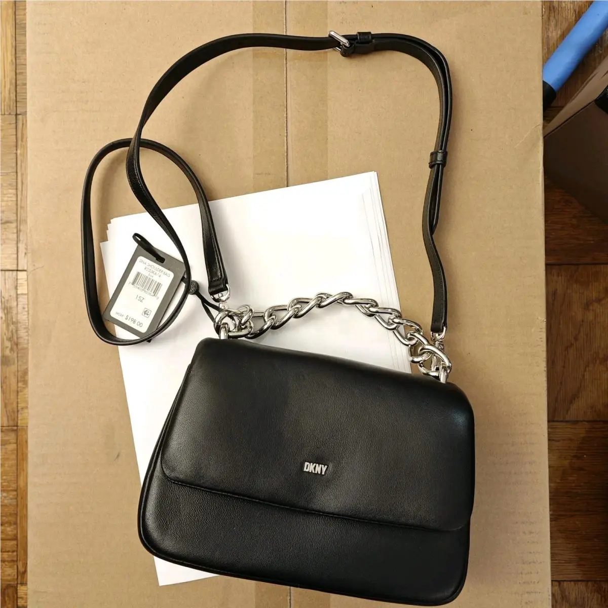 Dkny Sina Black Chain Shoulder Flap Bag Handbag Purse