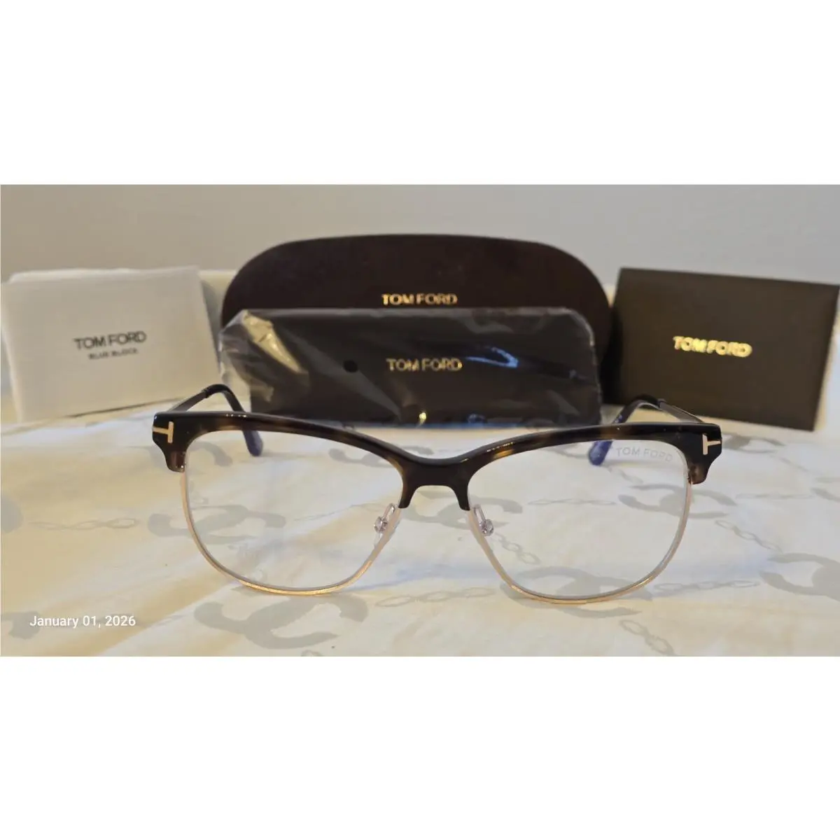 Tom Ford TF 5546-B 052 Rectangle Tortoise with Gold