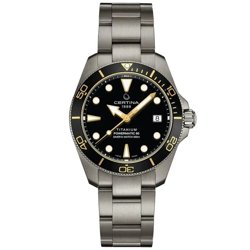 Certina DS Action Diver 38mm Powermatic 80 Black Dial Men`s Watch C0488074405100