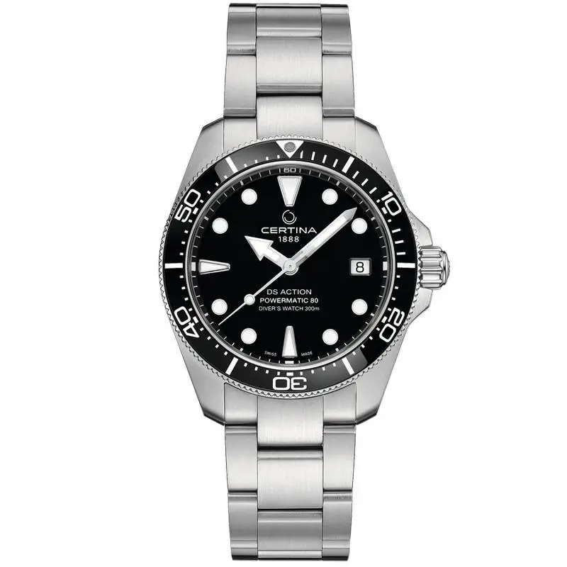 Certina DS Action Diver 38mm Powermatic 80 Black Dial Men`s Watch C0488071105100
