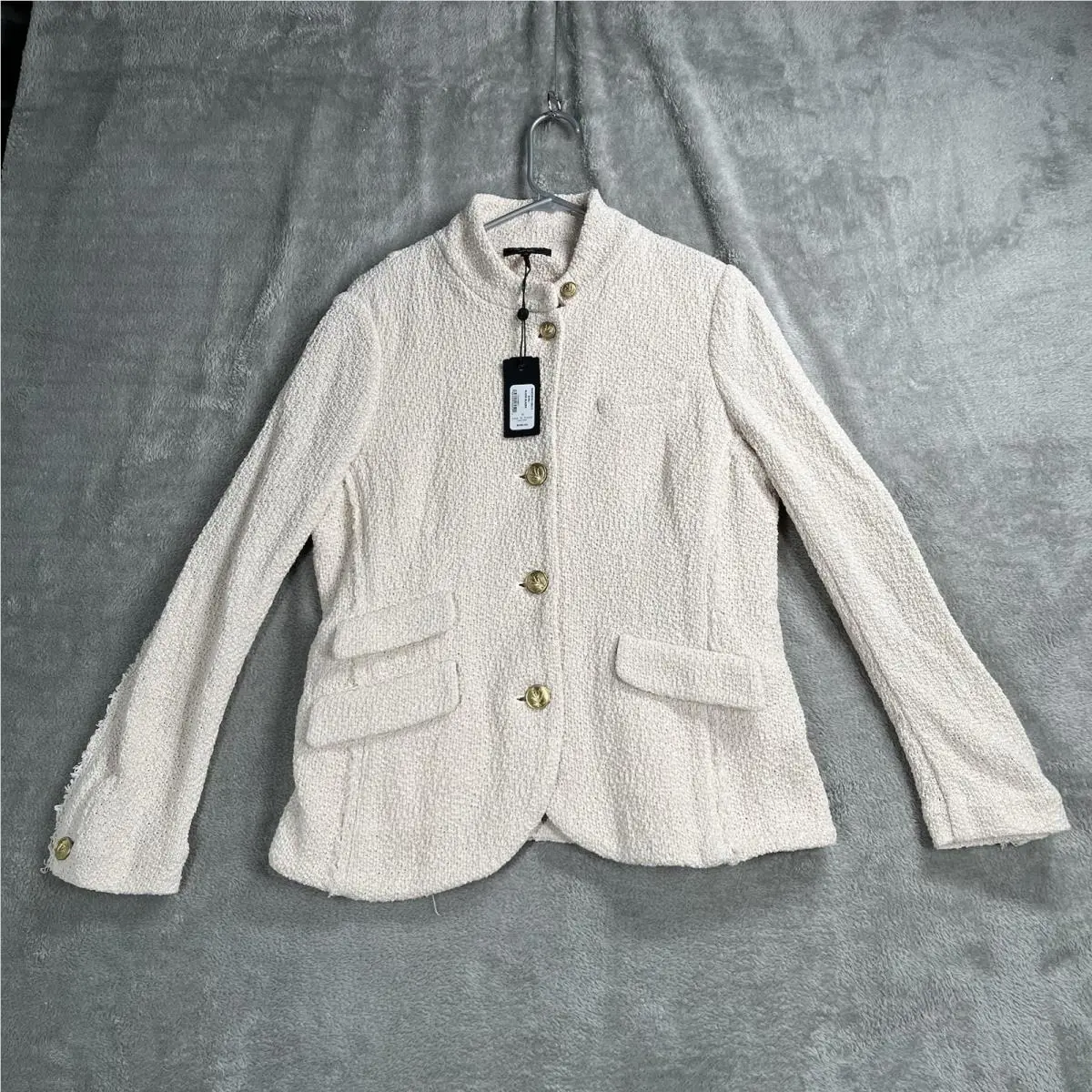 Rag Bone Ecru Slade Blazer Textured Knit Jacket Button Womens Size 12
