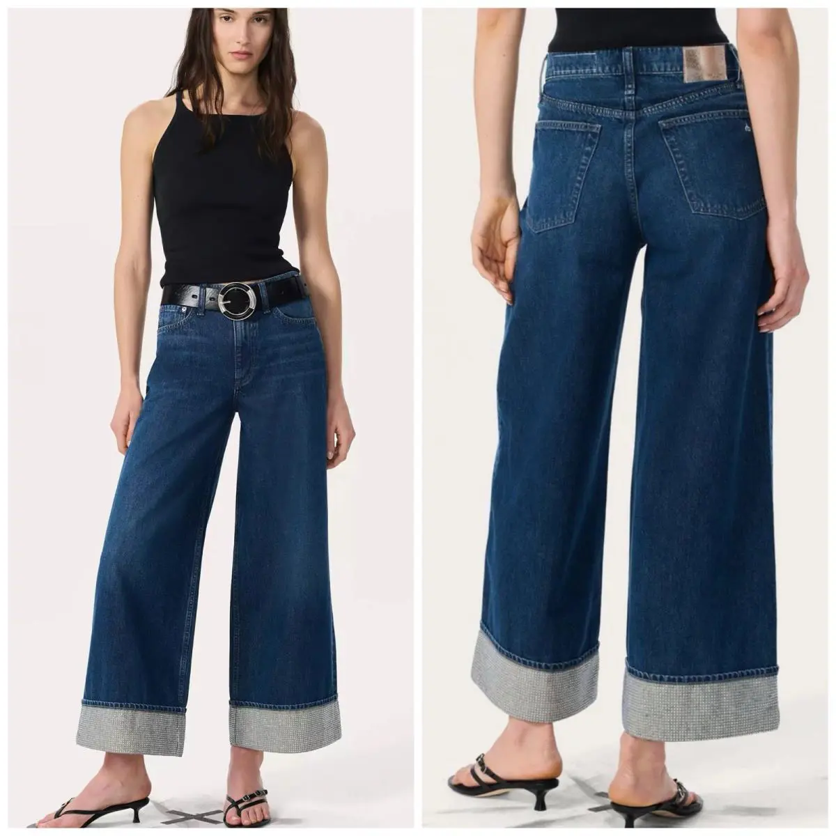 Rag Bone The Sofie High Rise Ankle Wide Jeans In Dawn Jewel Size: 31 by Rag & Bone