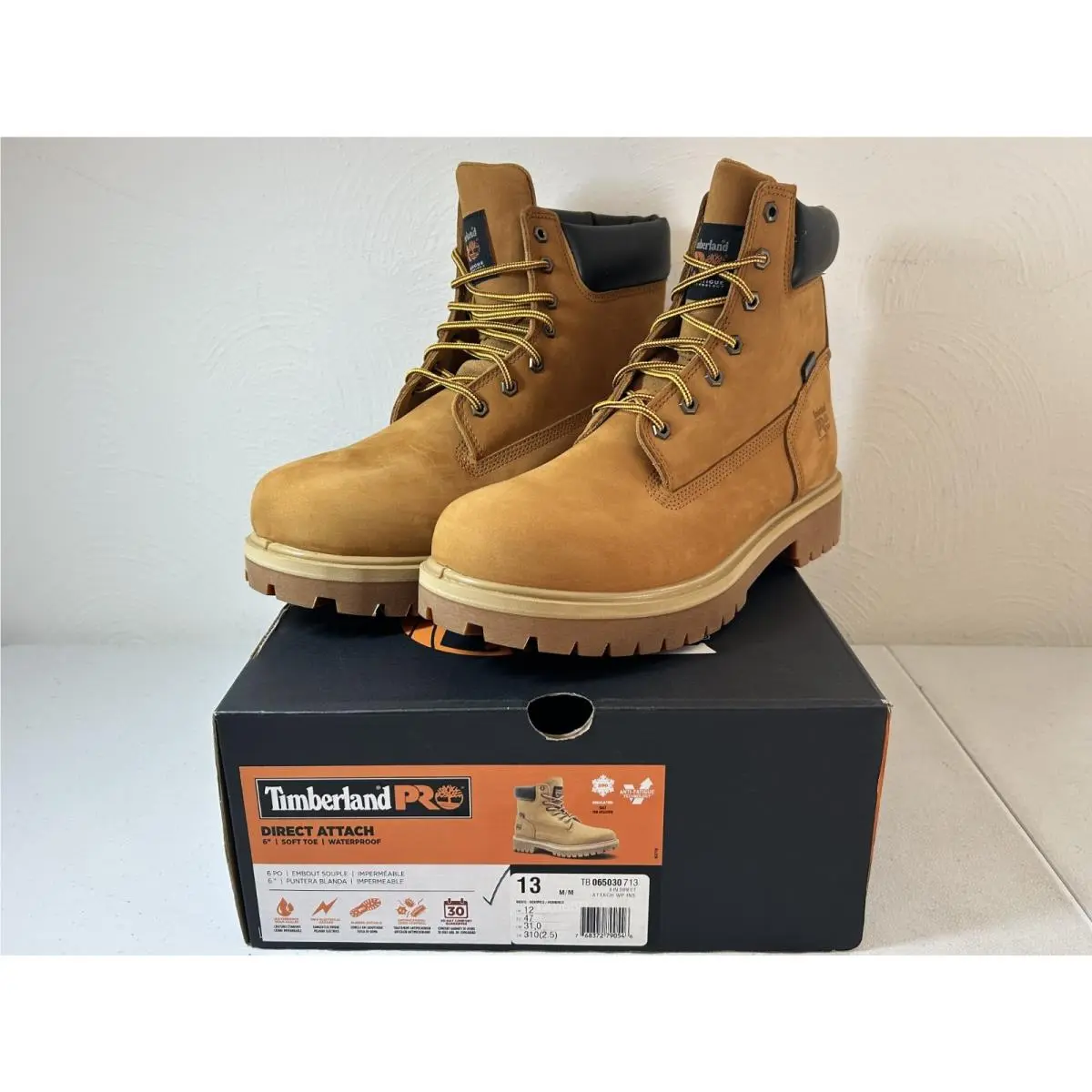 Timberland Pro Men`s 6 Direct Attach Soft Toe Waterproof SZ 13 Work Boot 065030