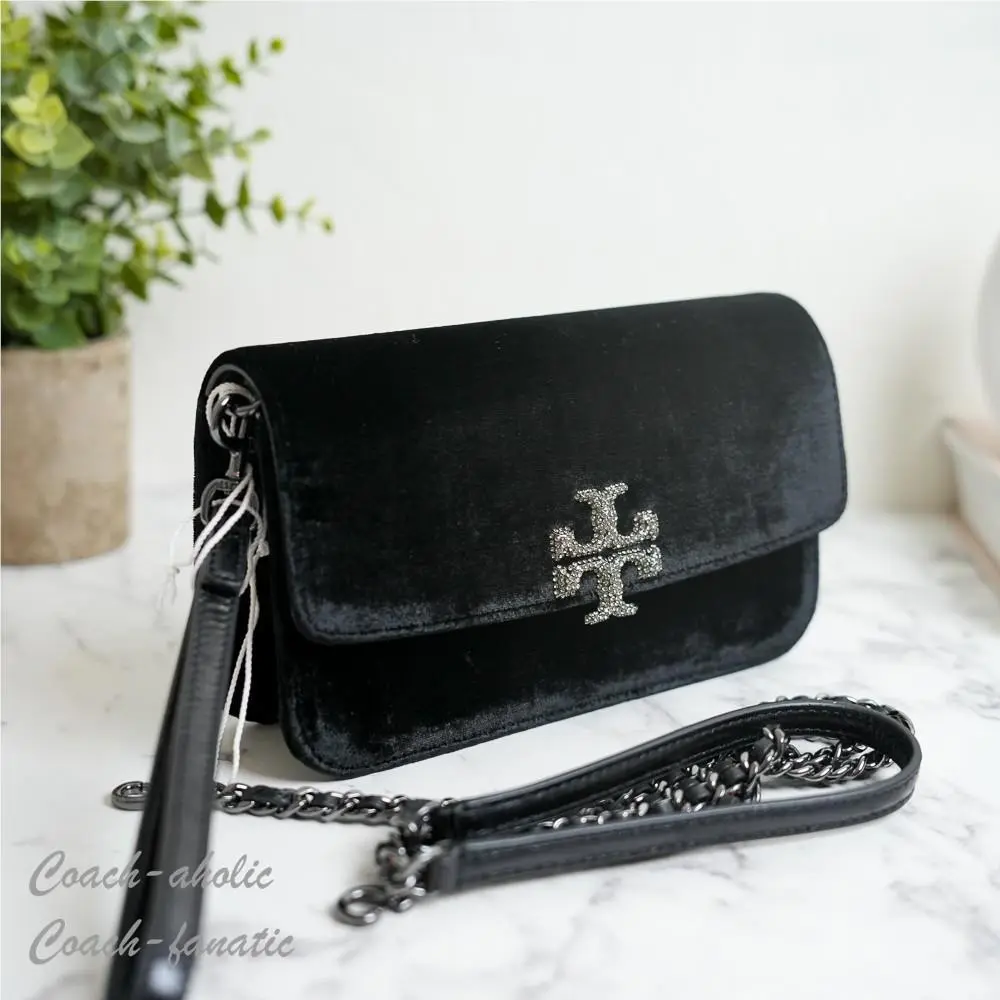 Britten Chain Wallet with Wristlet Leather Crossbody Velvet by Tory Burch
