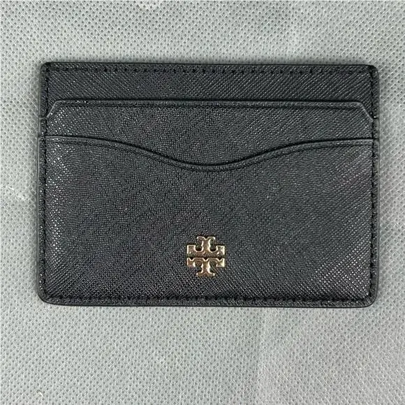 Emerson Leather Slim Card Case Black by Tory Burch
