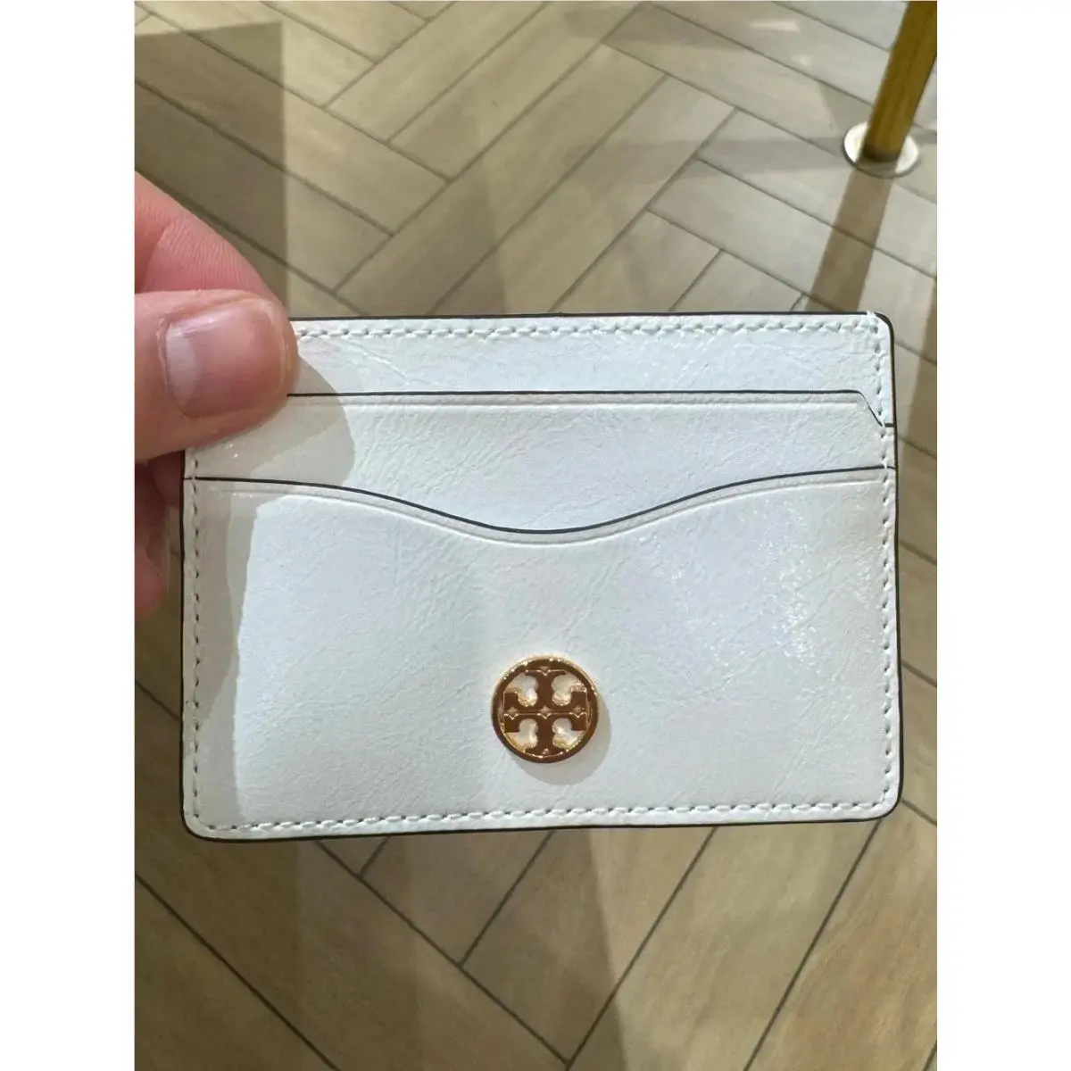 Emerson Leather Slim Card Case White by Tory Burch