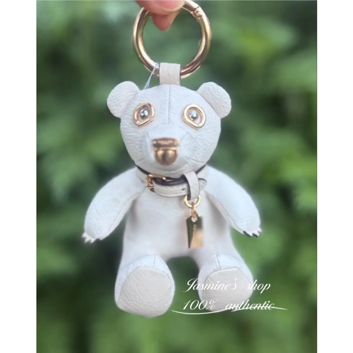 Leather Bear Bag Charm CZ195/rainbow Bear CJ953 CZ195/gold/chalk/white by Coach