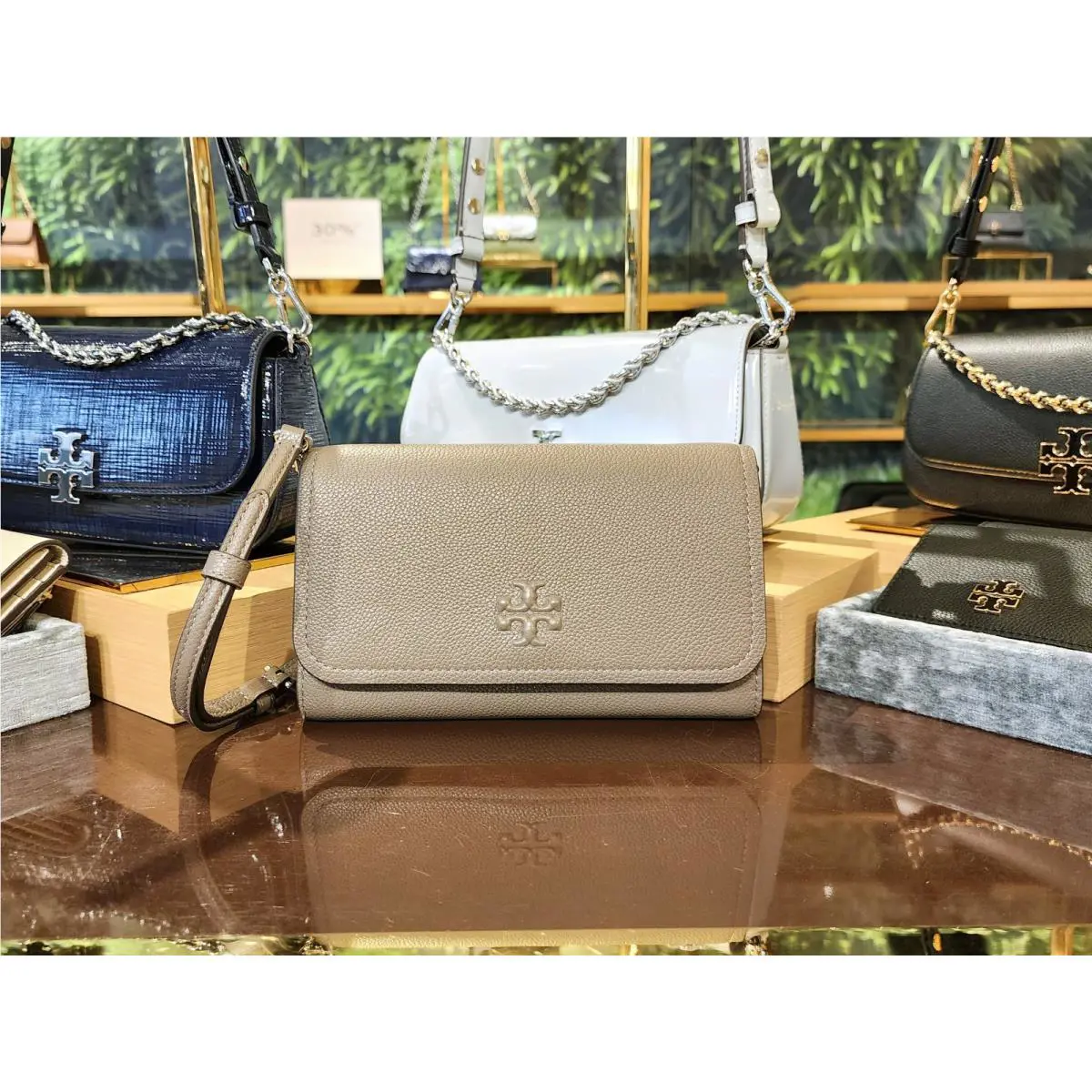Tory Burch Thea Wild Mushroom Crossbody Bag Wallet Clutch Purse with Card Case