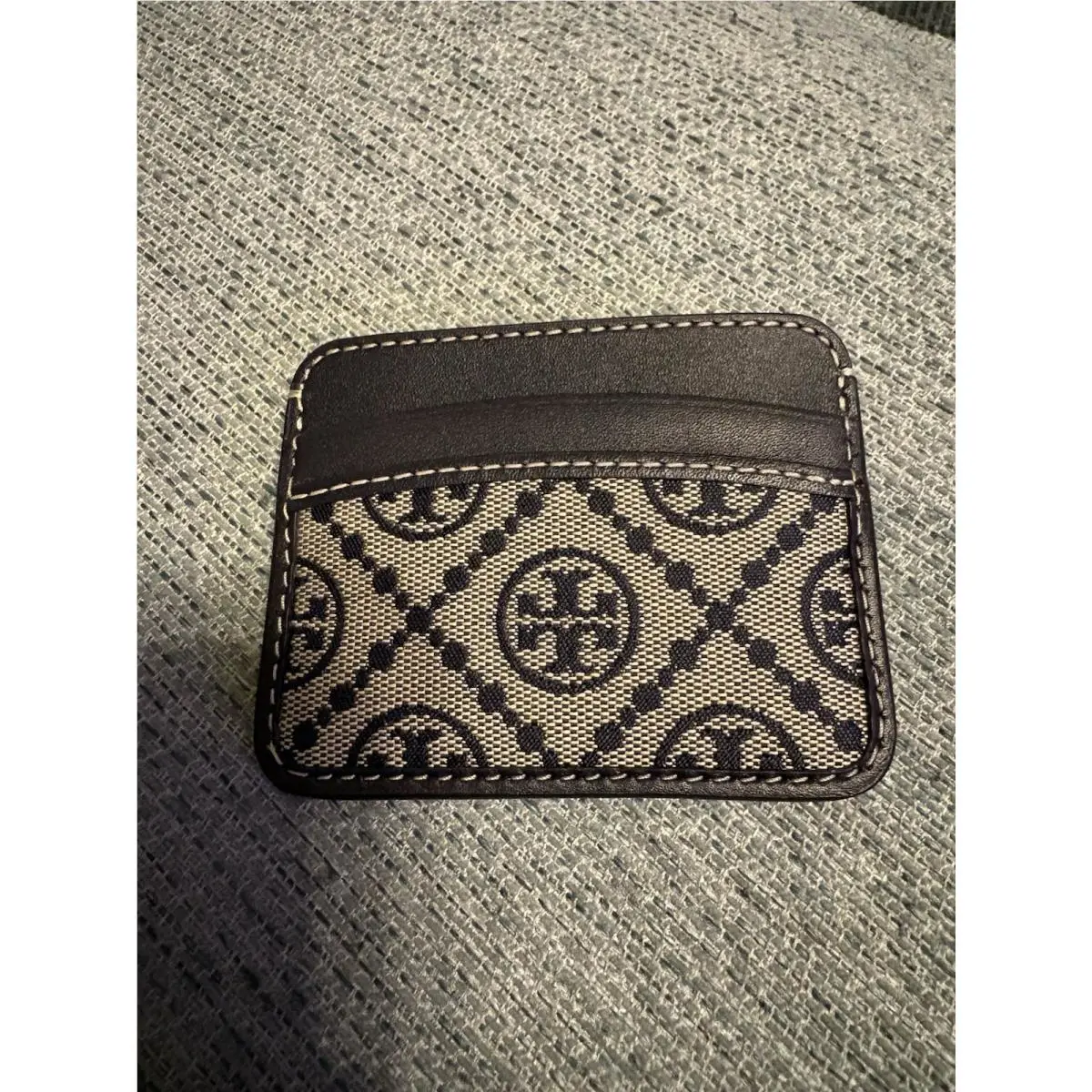Tory Burch 140292 T Monogram Jacquard Card Case Bag Tory Navy Signature