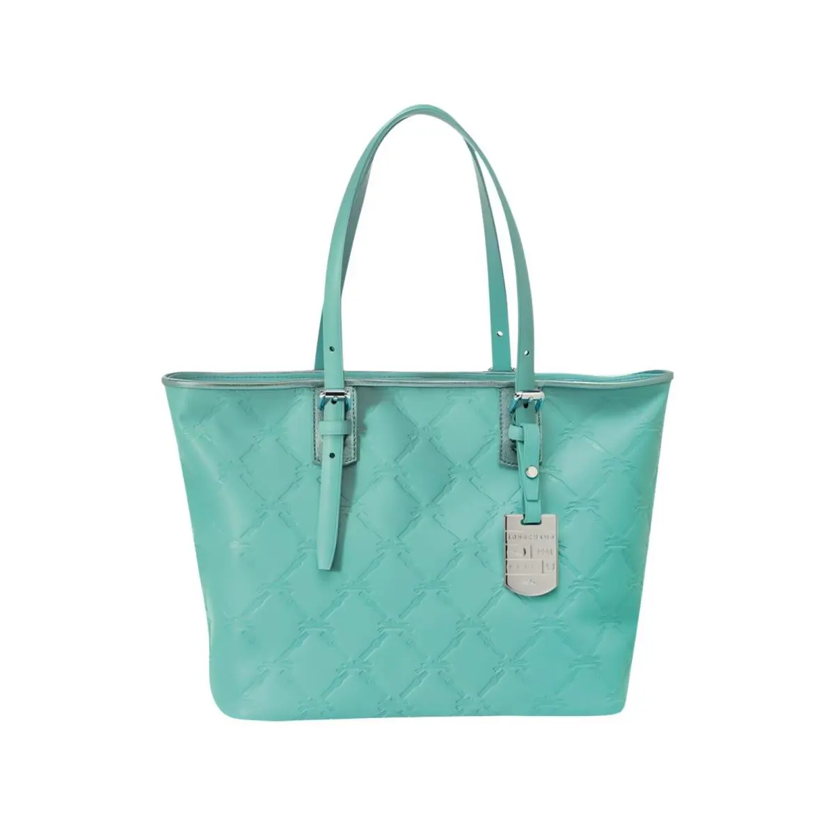 Longchamp Lm Cuir Large Tote Bag Blue Lagoon Leather Shoulder Handbag Purse