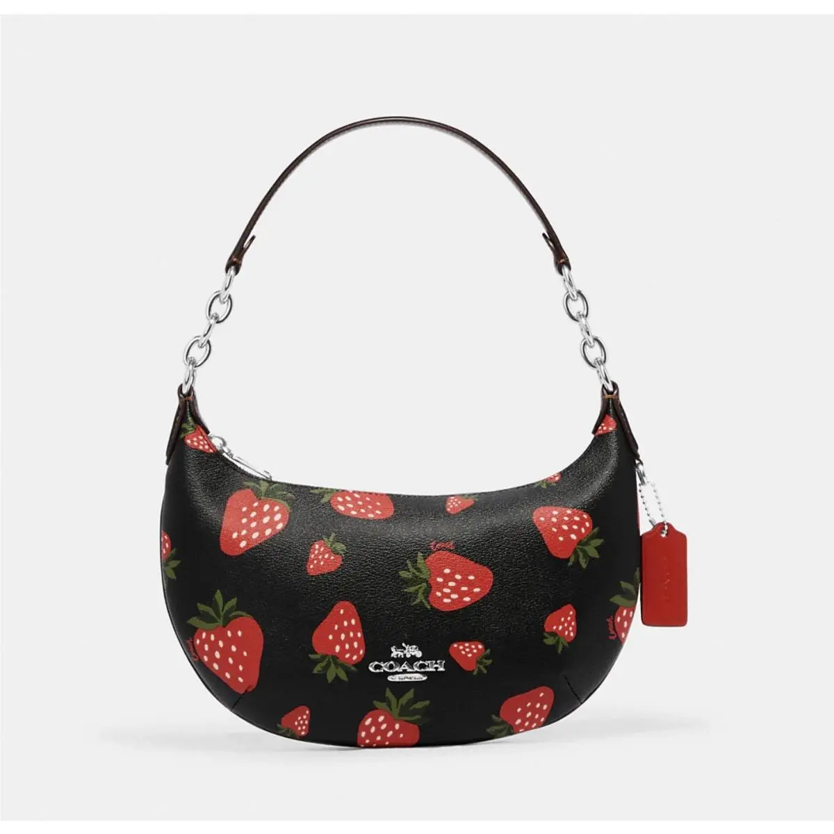 Coach Payton Hobo with Wild Strawberry Print Silver/black Multi CH330